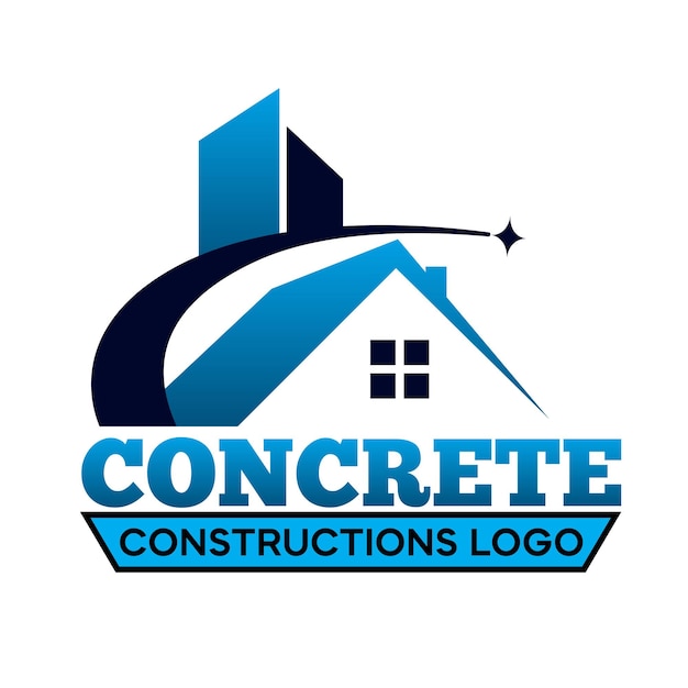 Vector concrete and construction logo design for real estate logo
