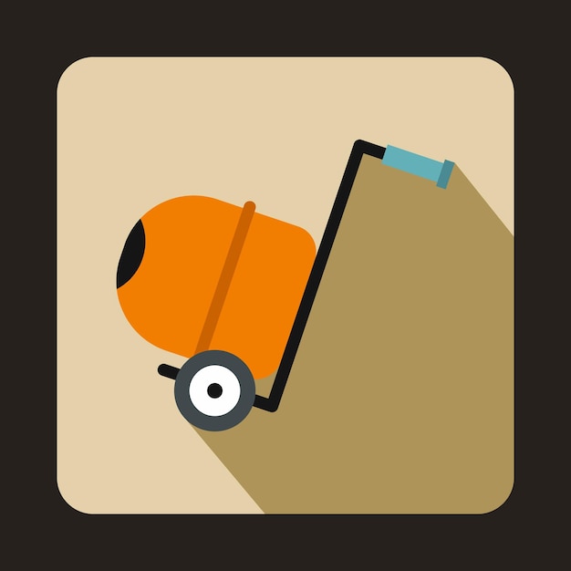 Concrete mixer icon in flat style on a beige background