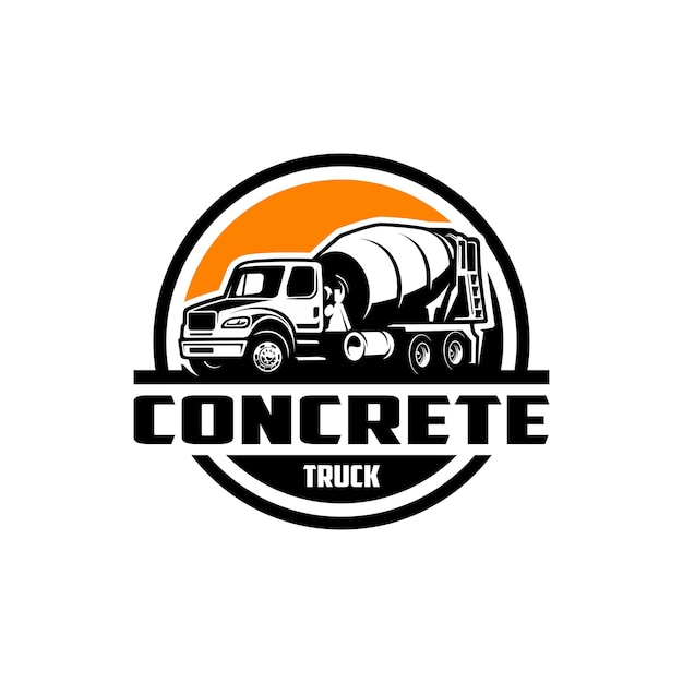 Vettore del logo dell'illustrazione del veicolo della costruzione del camion della betoniera