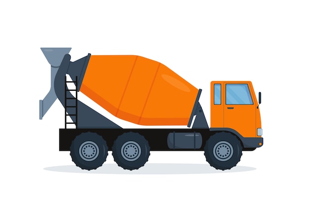 Vector concrete mixer truck. heavy industry machine. construction equipment isolated on white background.