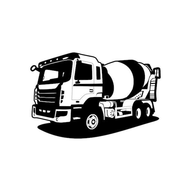 concrete mixer truck vector silhouette