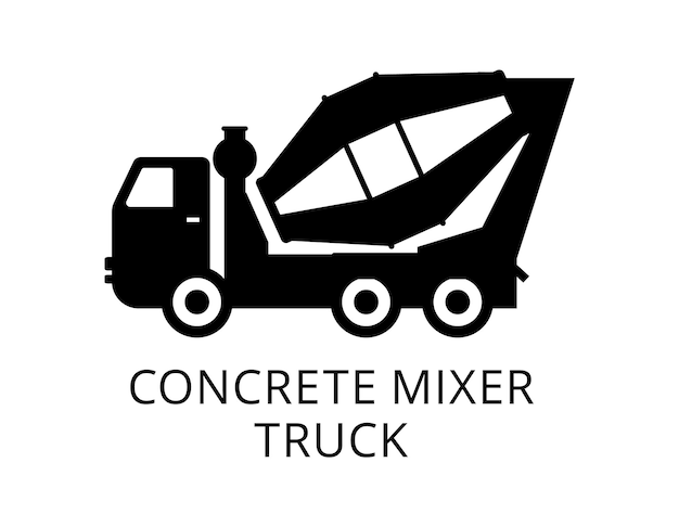 Транспортные средства с бетонной смесью изолированы вектором Silhouettes.truck, icon, car, vector, illustration, constr