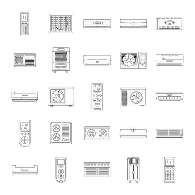 Conditioner air filter icons set