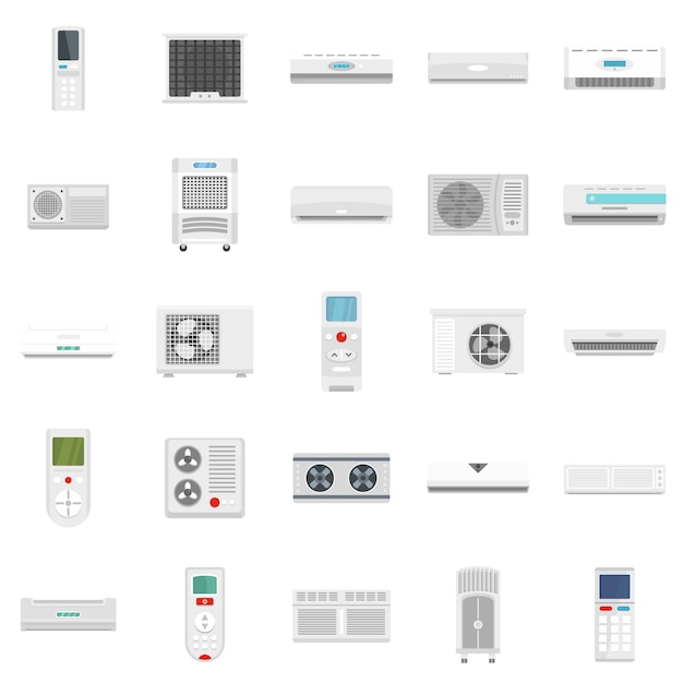 Conditioner air filter vent icons set