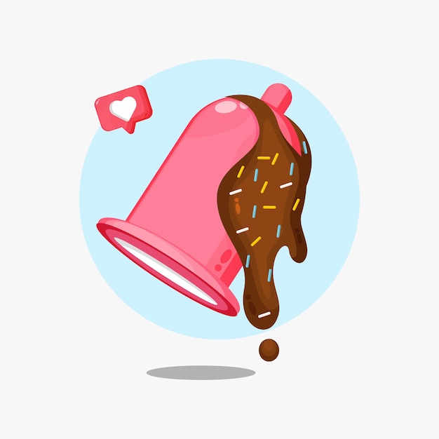 Condom covered with chocolate cream icon