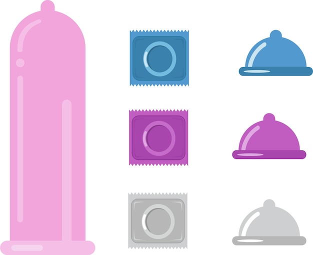 Vector condom set cartoon