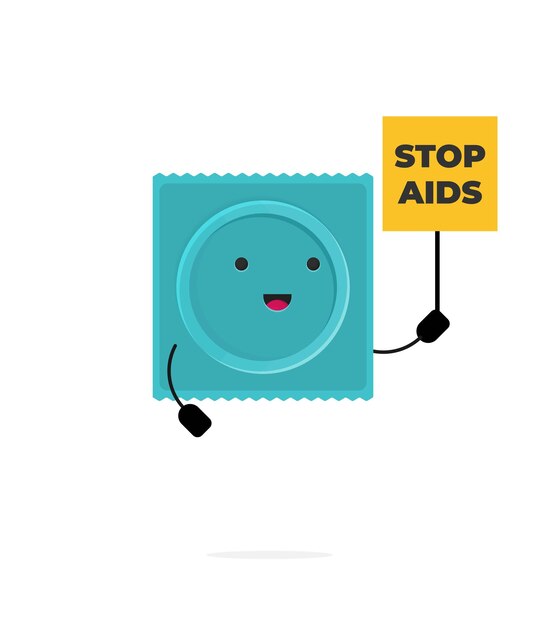 Condom with funny face Vector flat illustration