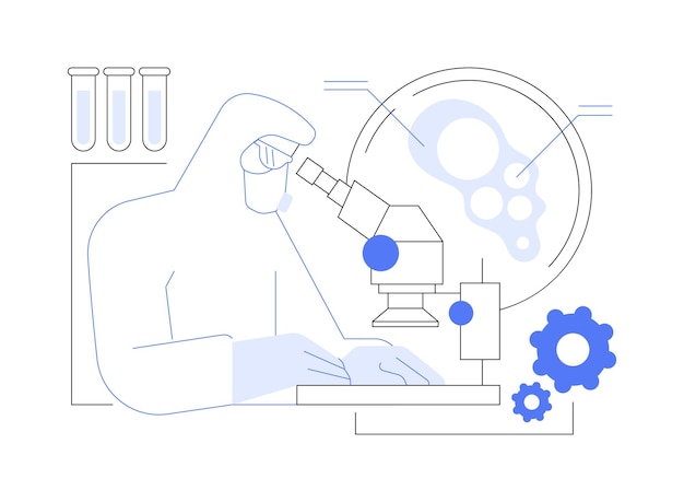 Vector conduct experiment with nano particles abstract concept vector illustration nanoscientists making experiment in laboratory natural and material science microscope usage abstract metaphor