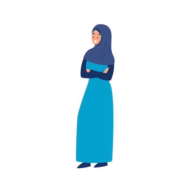 Conducting activities wearing Islamic dress vector illustration