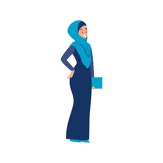 イスラムのドレスのベクトル図を身に着けている活動を行う
