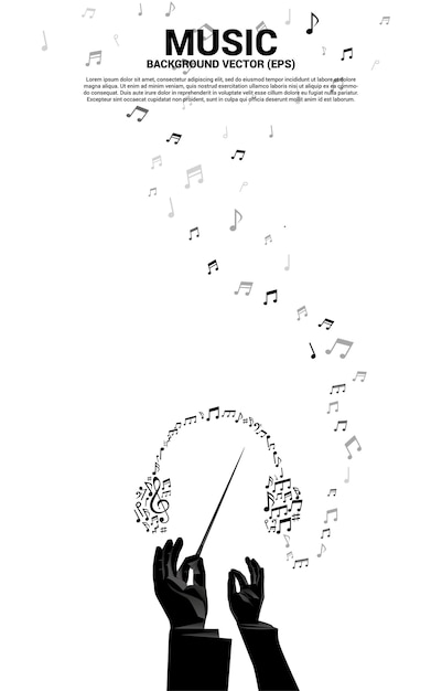 conductor hand with music and sound background concept.