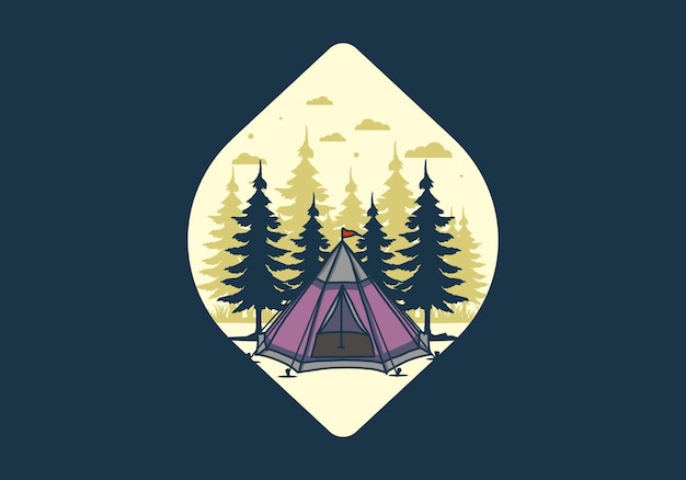 Cone tent and pine trees illustration