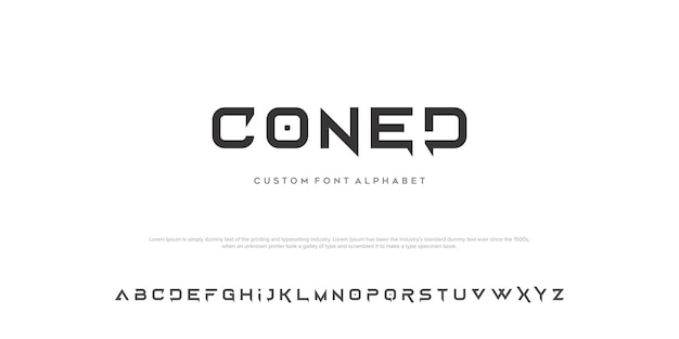 Coned abstract minimal modern alfabeto font tipografia tecnologia illustrazione vettoriale