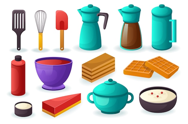 Confectionery kitchen utensils set This illustration is a set of kitchen utensils