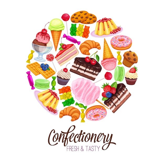 Vector confectionery and sweets