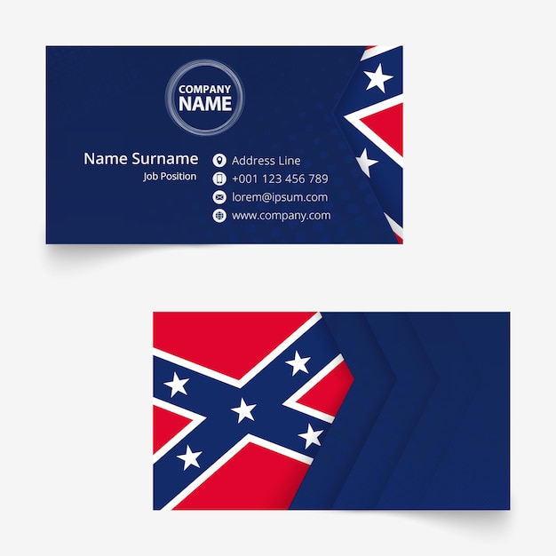 Confederate Flag Visitekaartje standaard formaat 90x50 mm sjabloon voor visitekaartjes met afloop onder het knipmasker