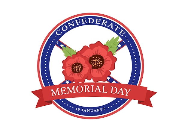 Confederate memorial day handgetekende illustratie voor herdenkingsmilitairen van het america design