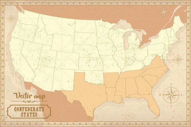 Confederate States of America in de oude stijl bruine graphics in retro fantasy stijl