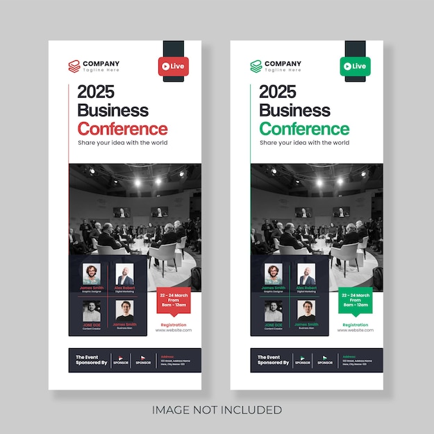 Vector conference roll-up banners, advertisement roll-up banner, event business conference seminar