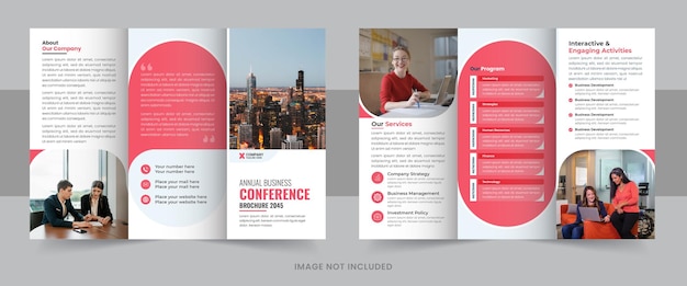 Vector conference trifold brochure template design