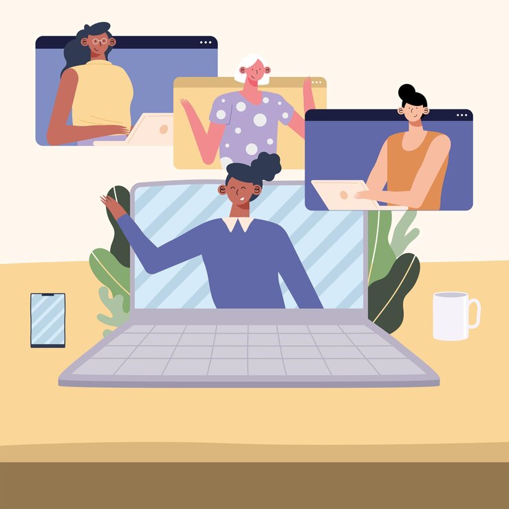 Vector conference virtual in laptop