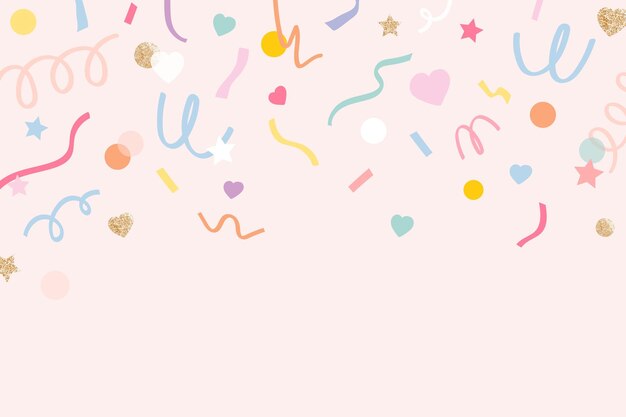 Vector confetti background vector in cute pastel pink pattern