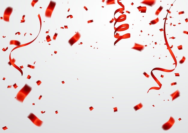 confetti en rode linten Viering achtergrond