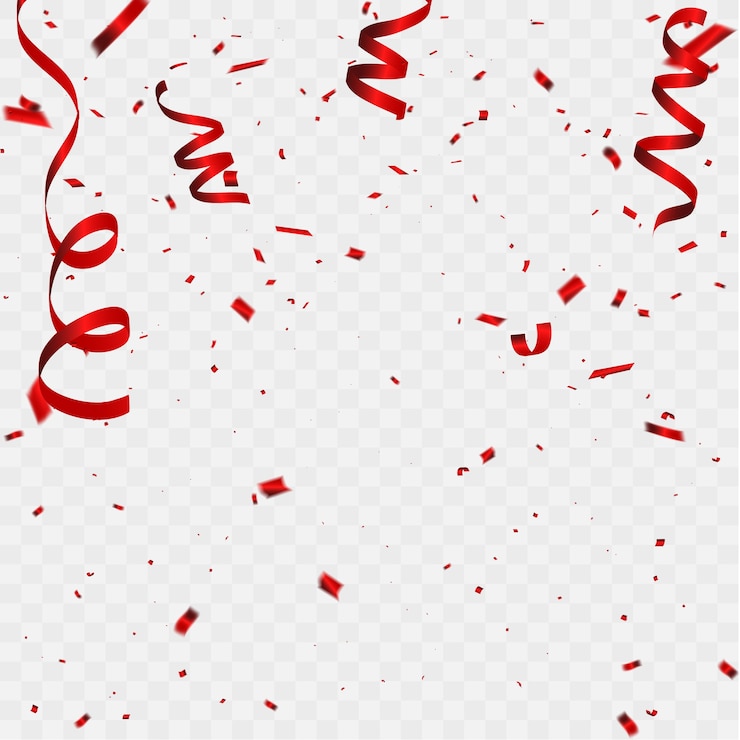 Vector confetti en rode linten.