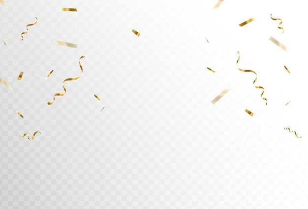 Confetti explosion on transparent background Shiny gold papercut dark color bright Vector