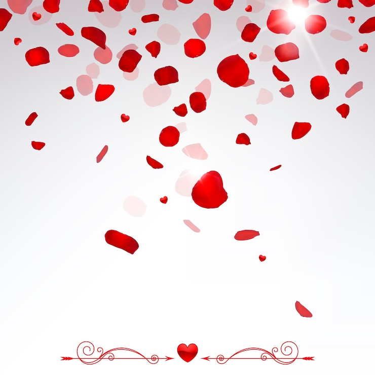 Vector confetti falling rose petals