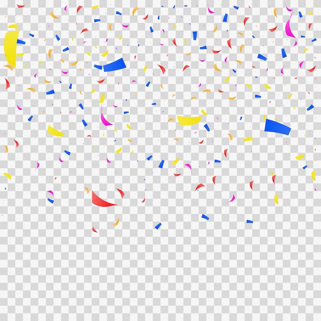 Confetti falls on transparent