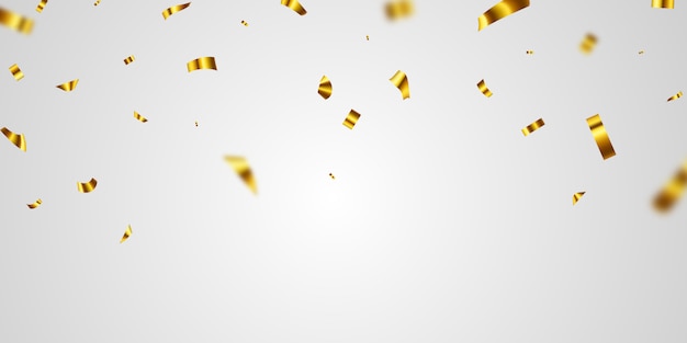 Шаблон фона празднования золота конфетти с лентами. роскошная открытка для богатых.