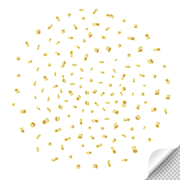 Confetti golden and tiny falling on transparent background vector