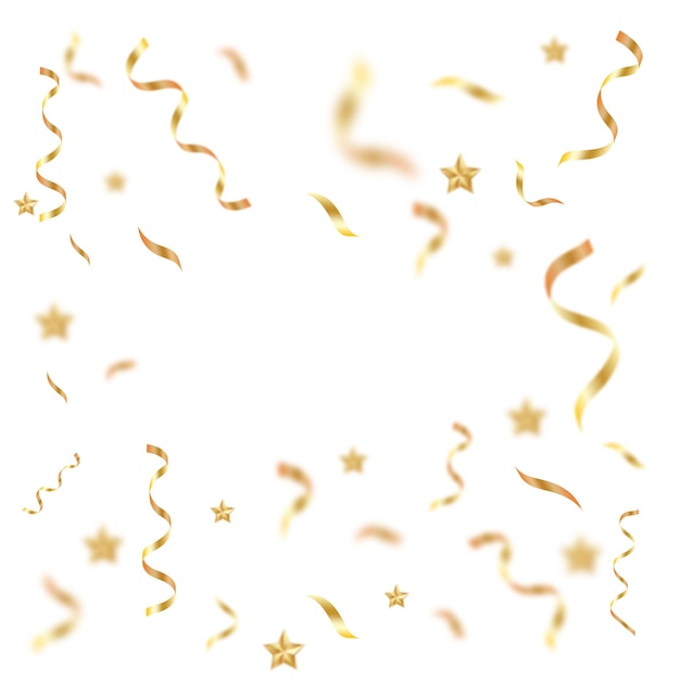Конфетти, изолированные на белой золотой фольге Конфетти Векторная иллюстрация
