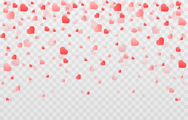 Vector confetti made from hearts on transparent background