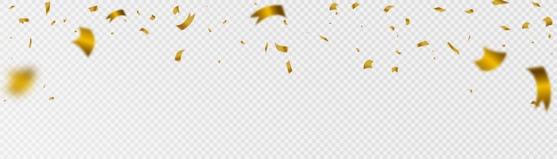 Confetti op een transparante achtergrond. Vallende glanzende gouden confetti. Helder gouden feestelijk klatergoud.