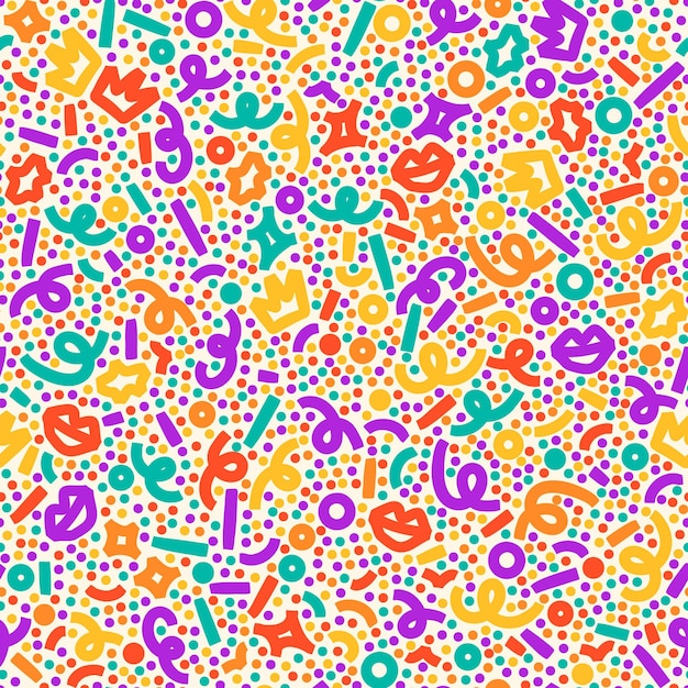 Confetti seamless pattern geometric background with different geometric shapes memphis seamless