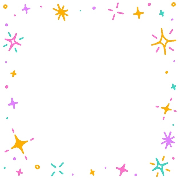 Premium Vector | Confetti sprinkle sparkle firework star doodle square card  border frame template banner copy space