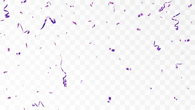 Конфетти на прозрачном фоне падающие блестящие фиолетовые конфетти яркие золотые праздничные украшения