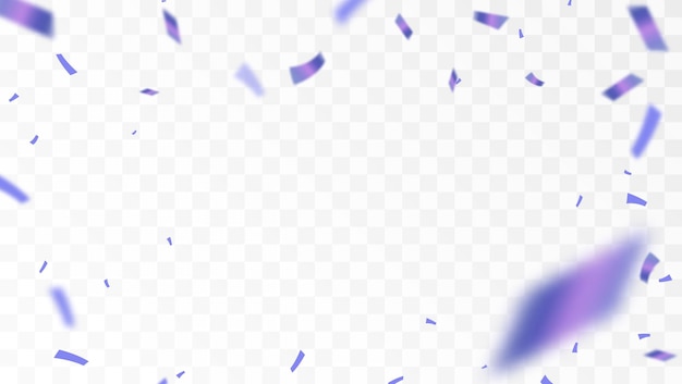 Confetti su uno sfondo trasparente confetti viola luccicanti che cadono