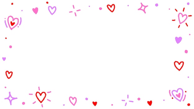 색종이 발렌타인 데이 하트 사랑 로맨틱 낙서 사각형 카드 테두리 프레임 템플릿 복사 공간