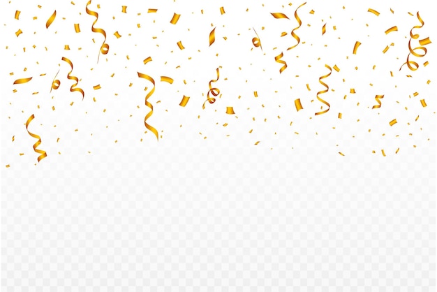 Golden and silver confetti falling isolated on transparent background.  Festival elements PNG. Confetti png for carnival background. Anniversary  celebration. Shiny party tinsel and confetti falling. 23204794 PNG