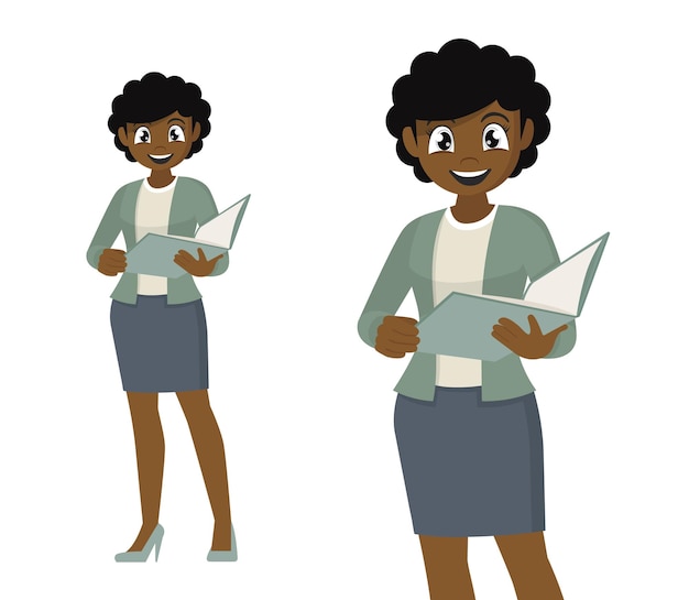 Vector confident business woman with documents