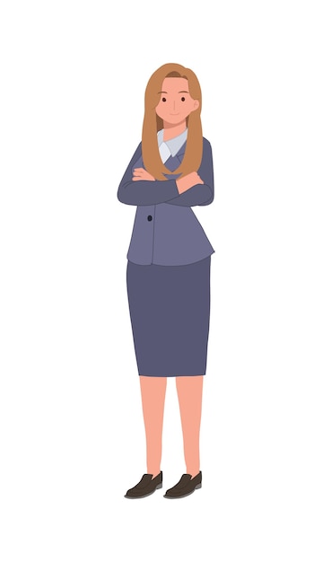 Confident businesswoman concept Attractive successful business woman Flat vector cartoon illustrations