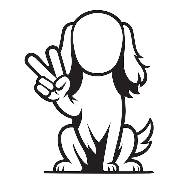 Confident English Springer Spaniel Peace Gesture Illustration Vector