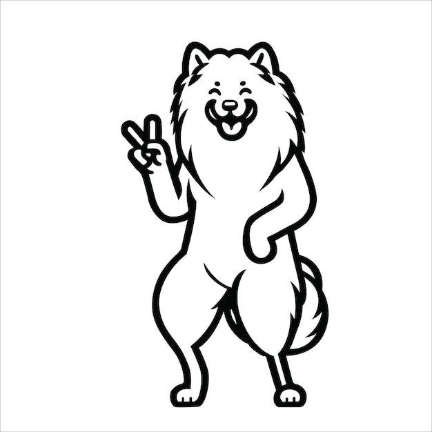 Confident Keeshond Peace Gesture Illustration Vector