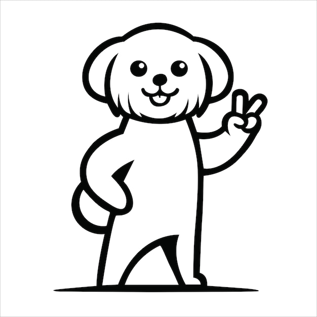 Confident Maltese Peace Gesture Illustration Vector