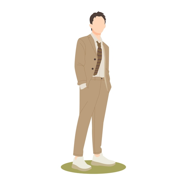 Confident man standing isolated illustration