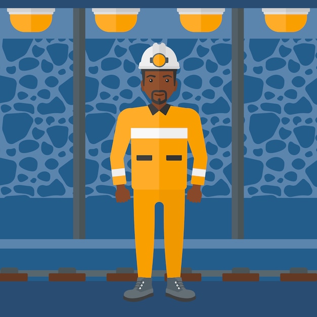 Vector confident miner in hardhat