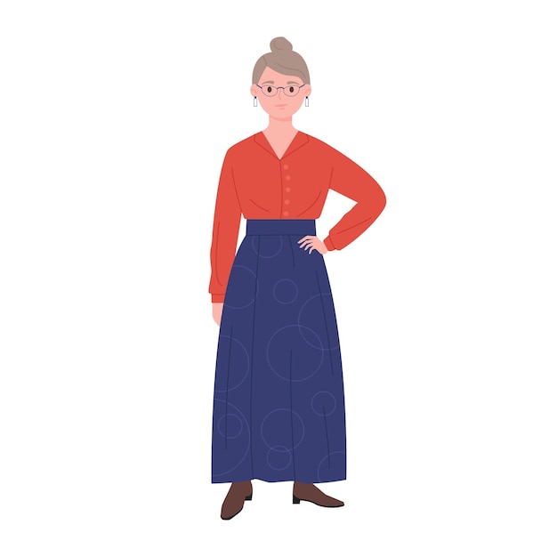 confident woman in glasses and fashion clothes businesswoman standing